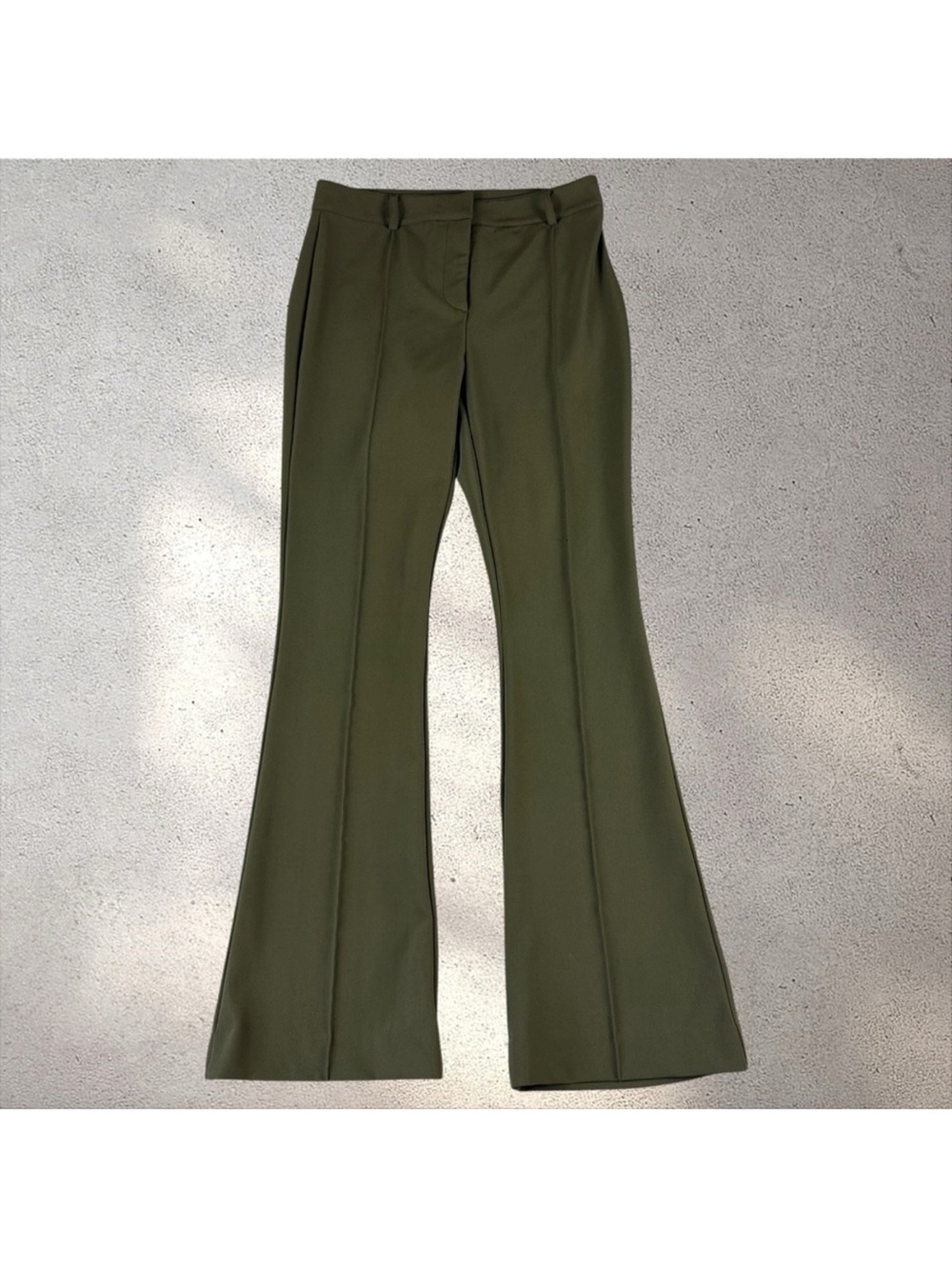 Veronica Beard Olive Green Moss Women's Flared Trousers